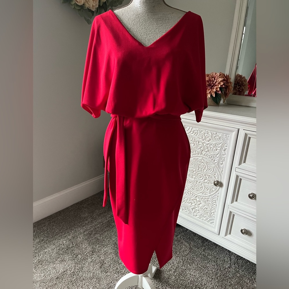 Quiz designer dress in red, size 10.  NWT, 96% poly 4% elastane